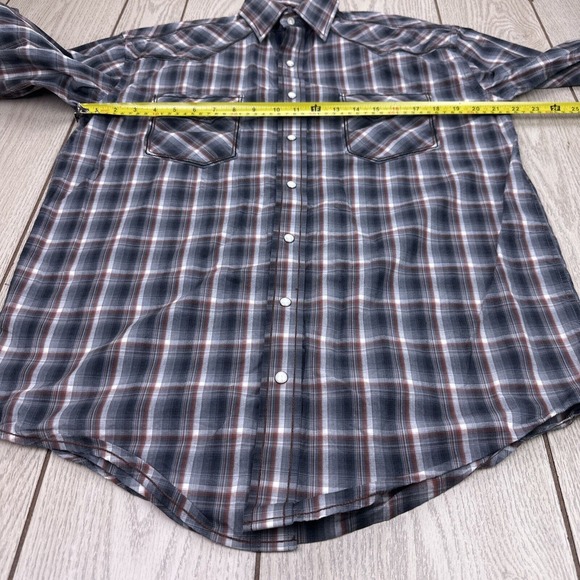 Panhandle Rough Stock Shirt Men's Medium Pearl‎ Snap Western Rodeo Gray - Picture 2 of 6